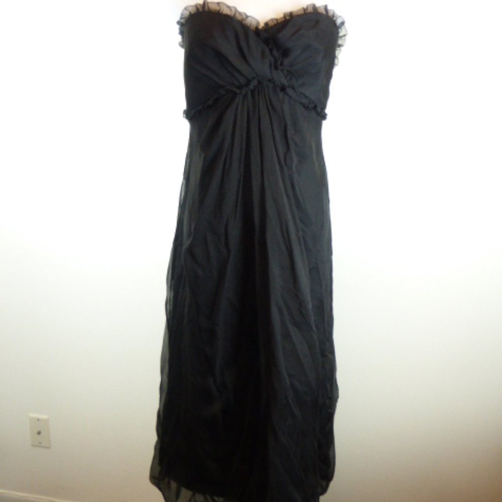 VERA WANG lavender label BLACK SILK party bustier DRESS STRAPLESS NWT 6